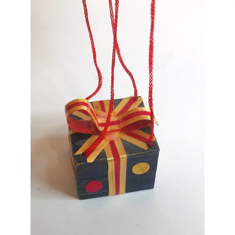 Hot Air Balloon Christmas Ornament Handmade Wheat Straw Colorful Decor